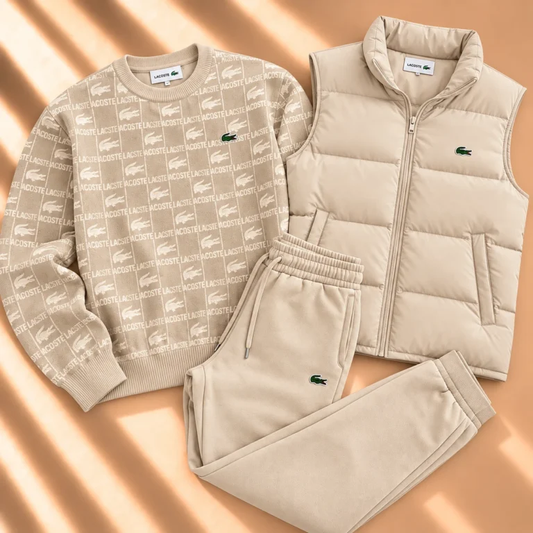 3-Piece Monogram Sweatshirt & Puffer Vest Tracksuit Set