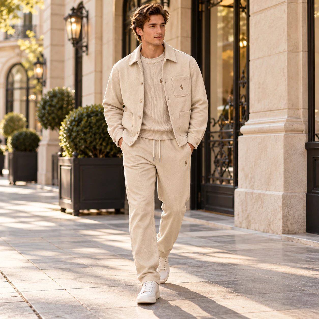 3-Piece Textured Jacket & Knit Tracksuit Set
