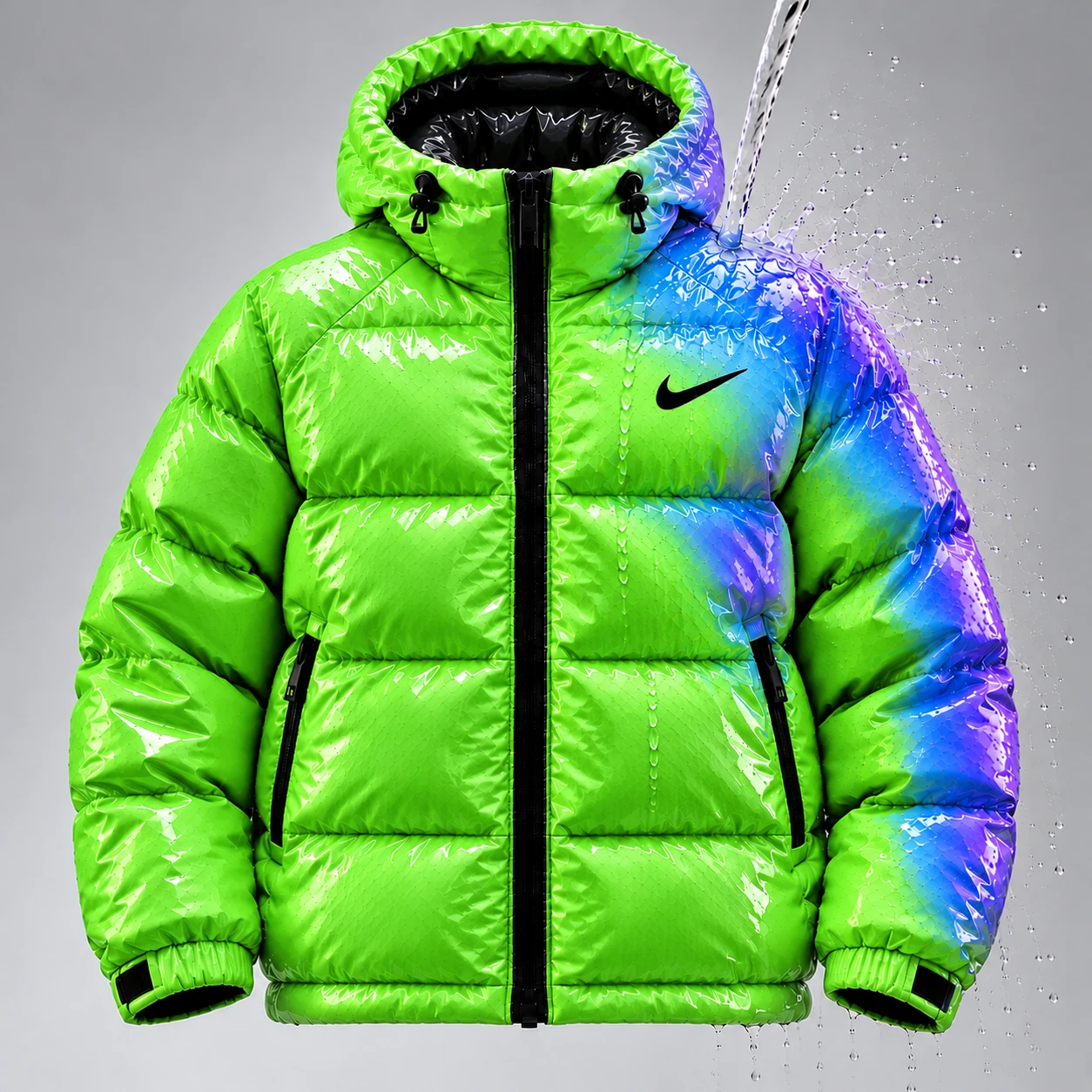 Veste matelassée réactive à l'eau – Vert Néon