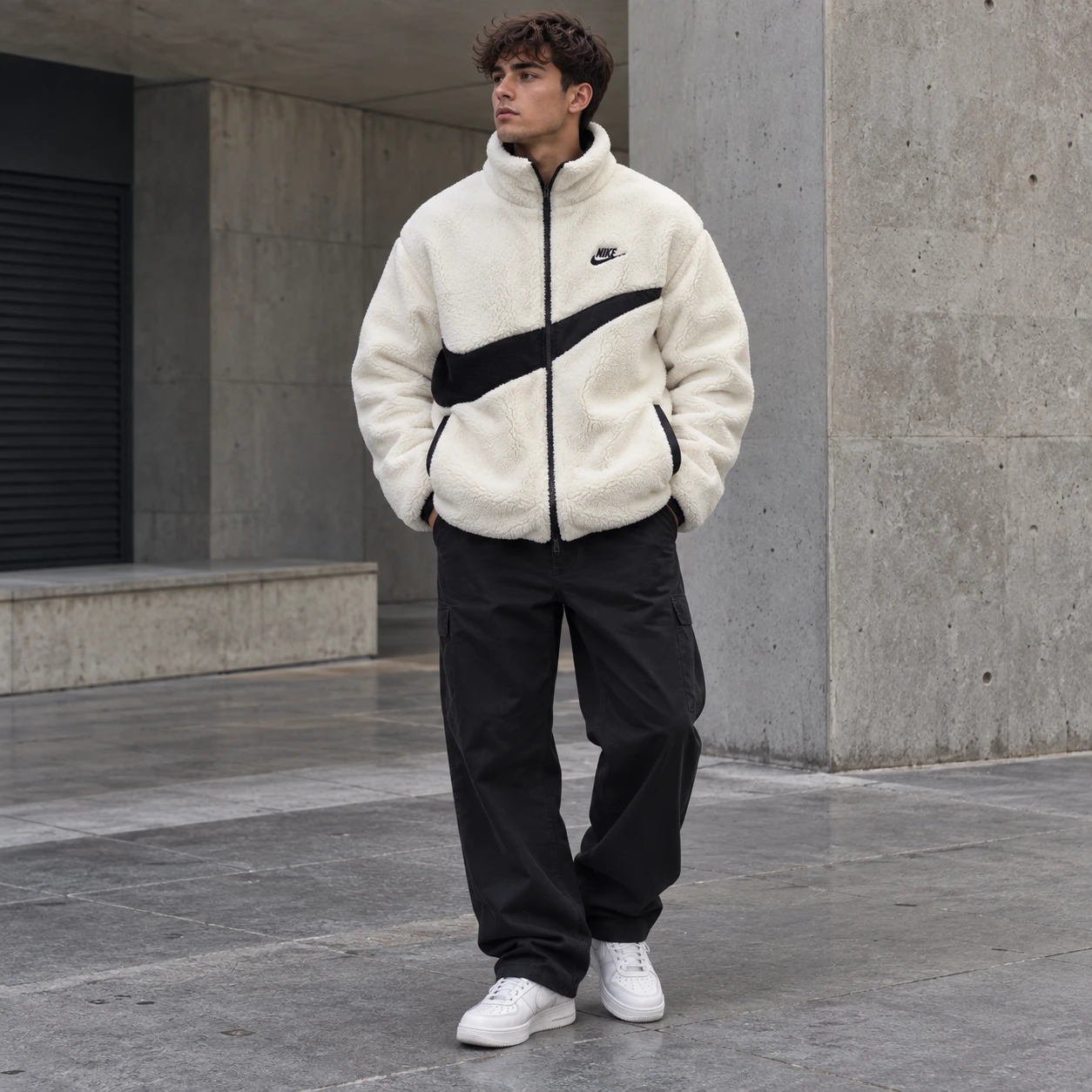 Piumino reversibile in sherpa