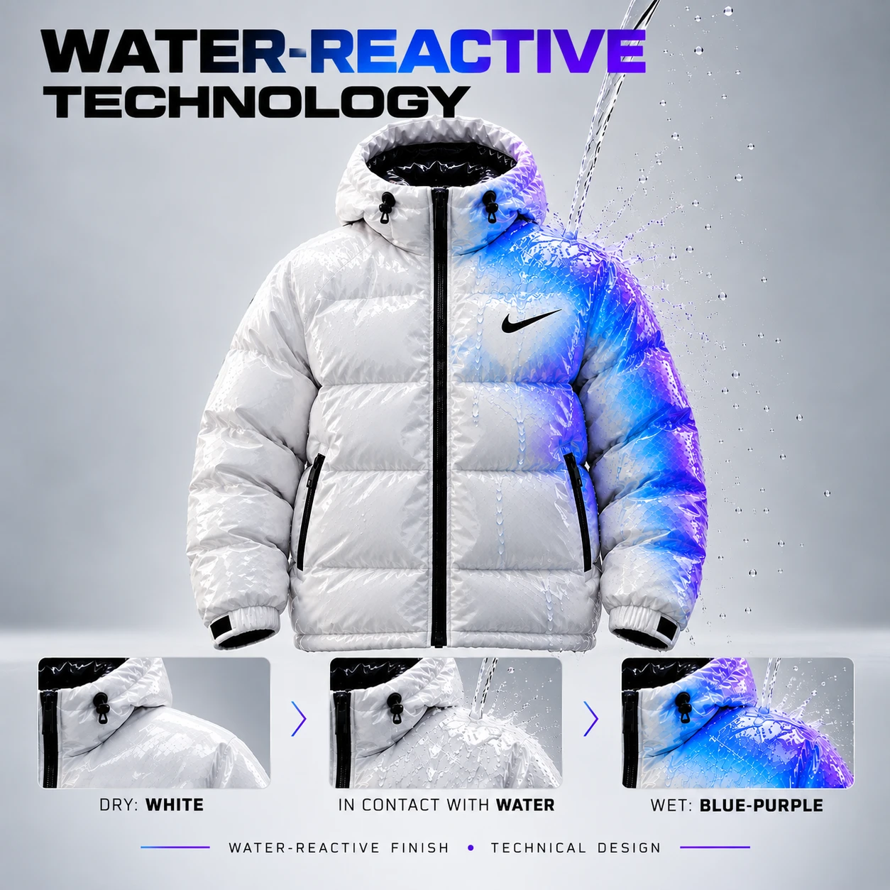 Veste matelassée réactive à l'eau