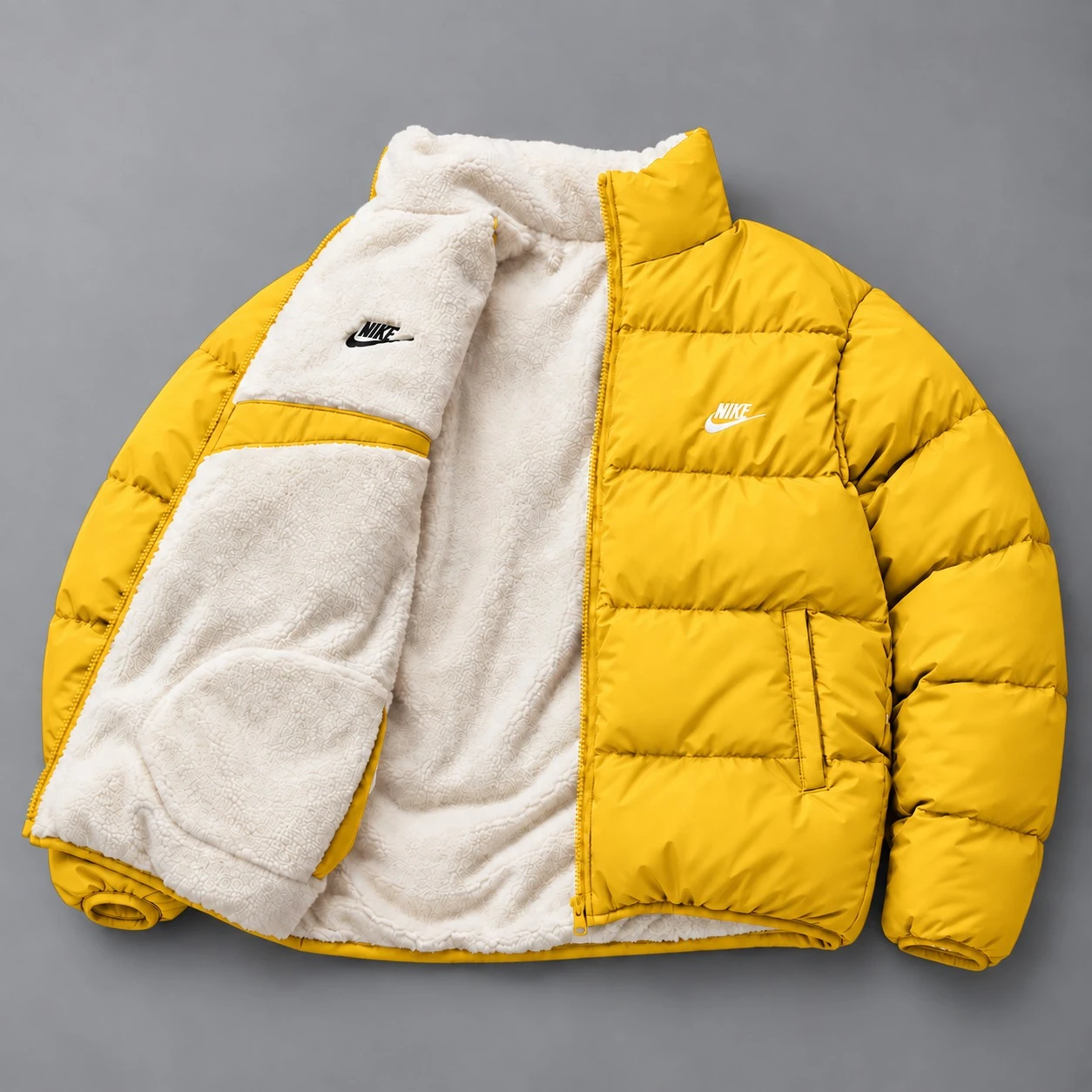 Giacca Puffer Reversibile Sherpa – Giallo