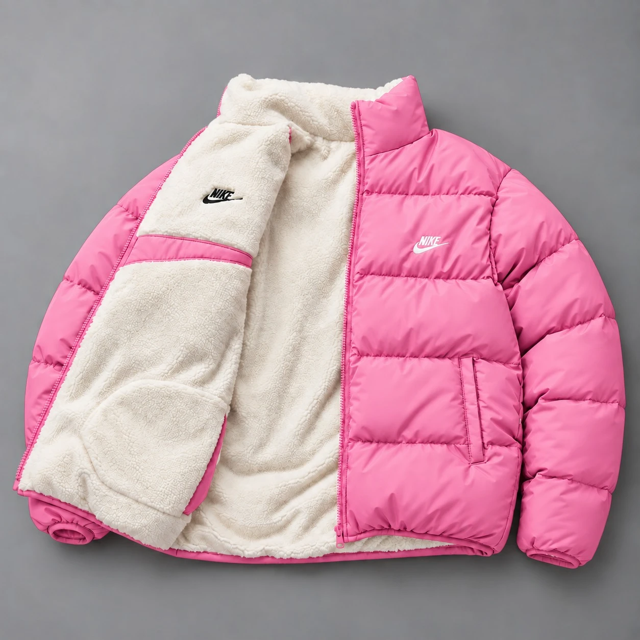 Giacca Puffer Reversibile Sherpa – Rosa