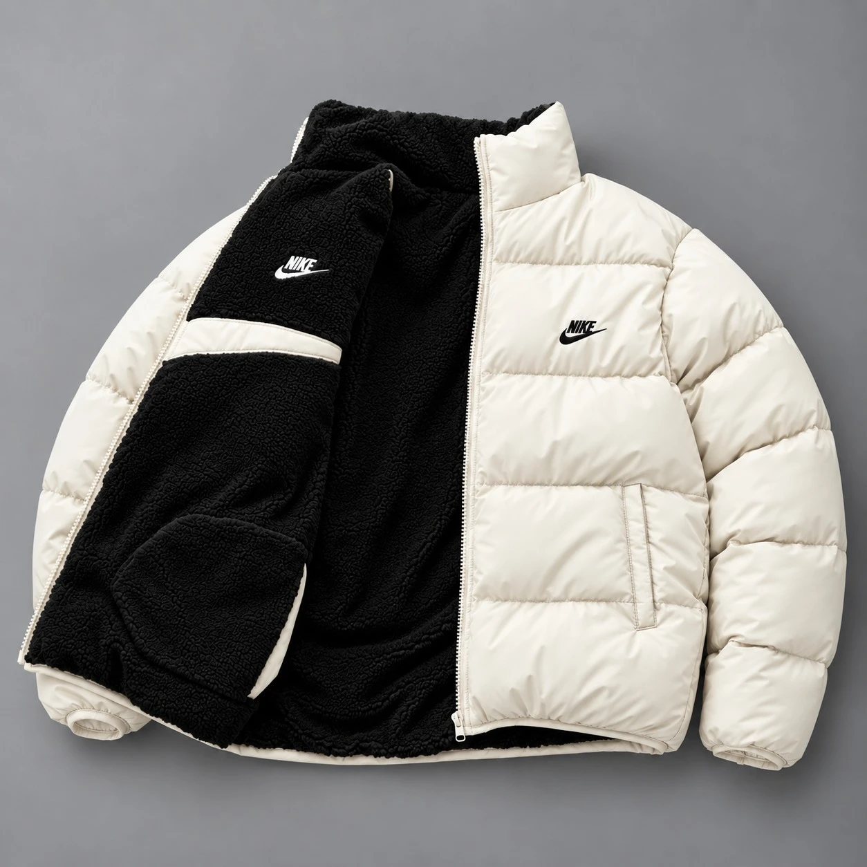 Giacca Puffer Reversibile Sherpa – Crema