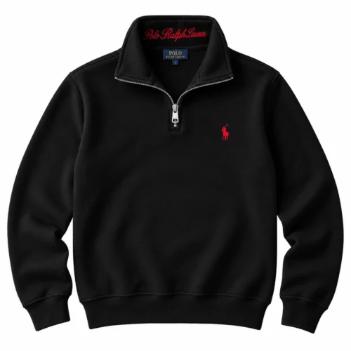 Polo Men's Classic Quarter-Zip Sweatshirt – Black