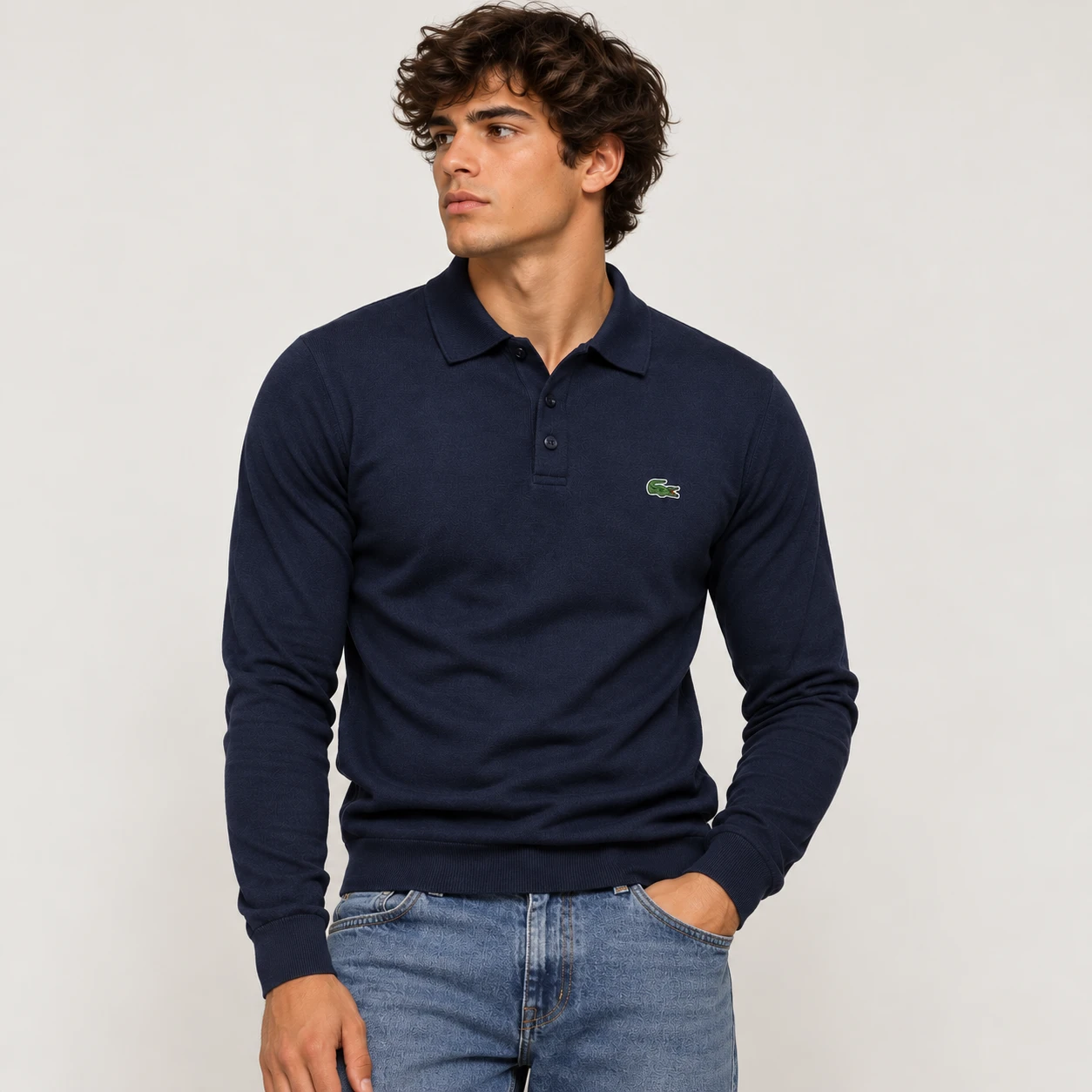 Men's Premium Fine-Knit 3-Button Polo Sweater
