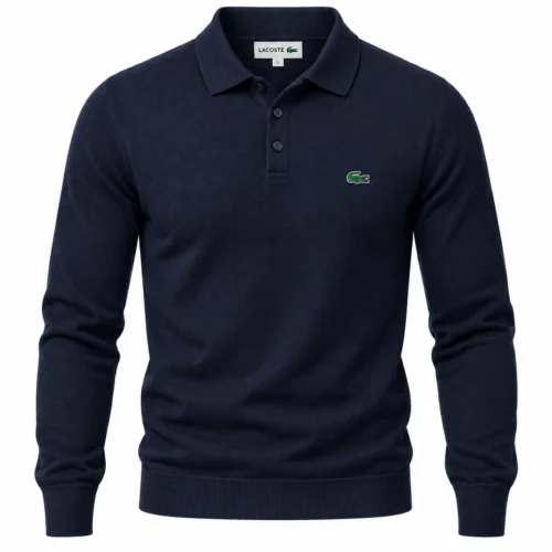 Men's Premium Fine-Knit 3-Button Polo Sweater – Navy
