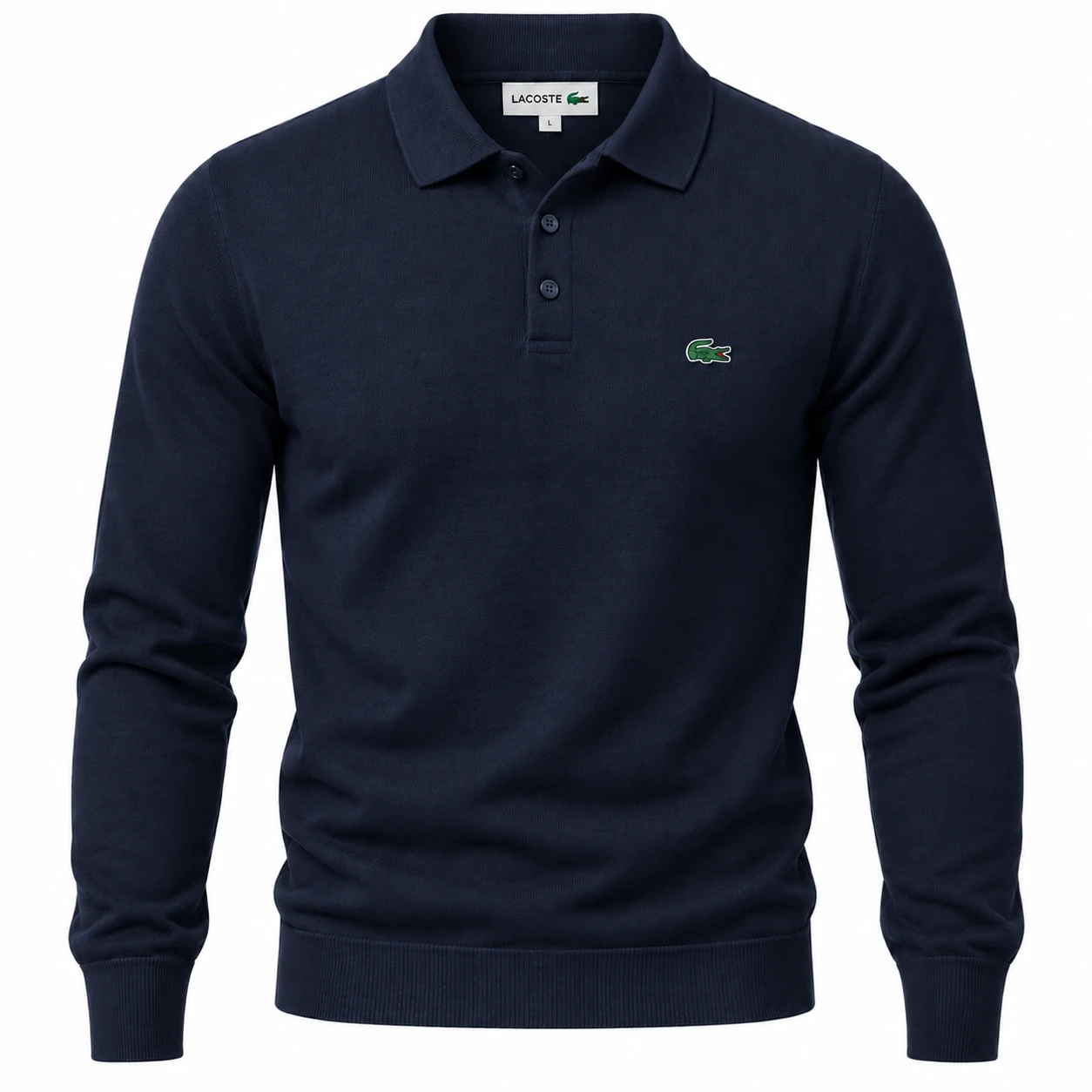 Men's Premium Fine-Knit 3-Button Polo Sweater – Navy