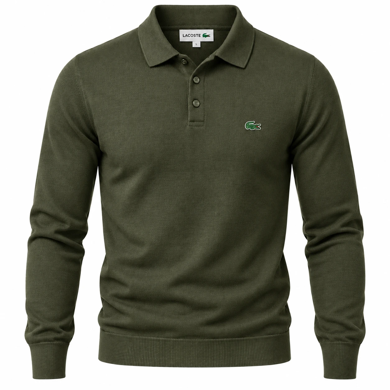 Men's Premium Fine-Knit 3-Button Polo Sweater – Olive Green