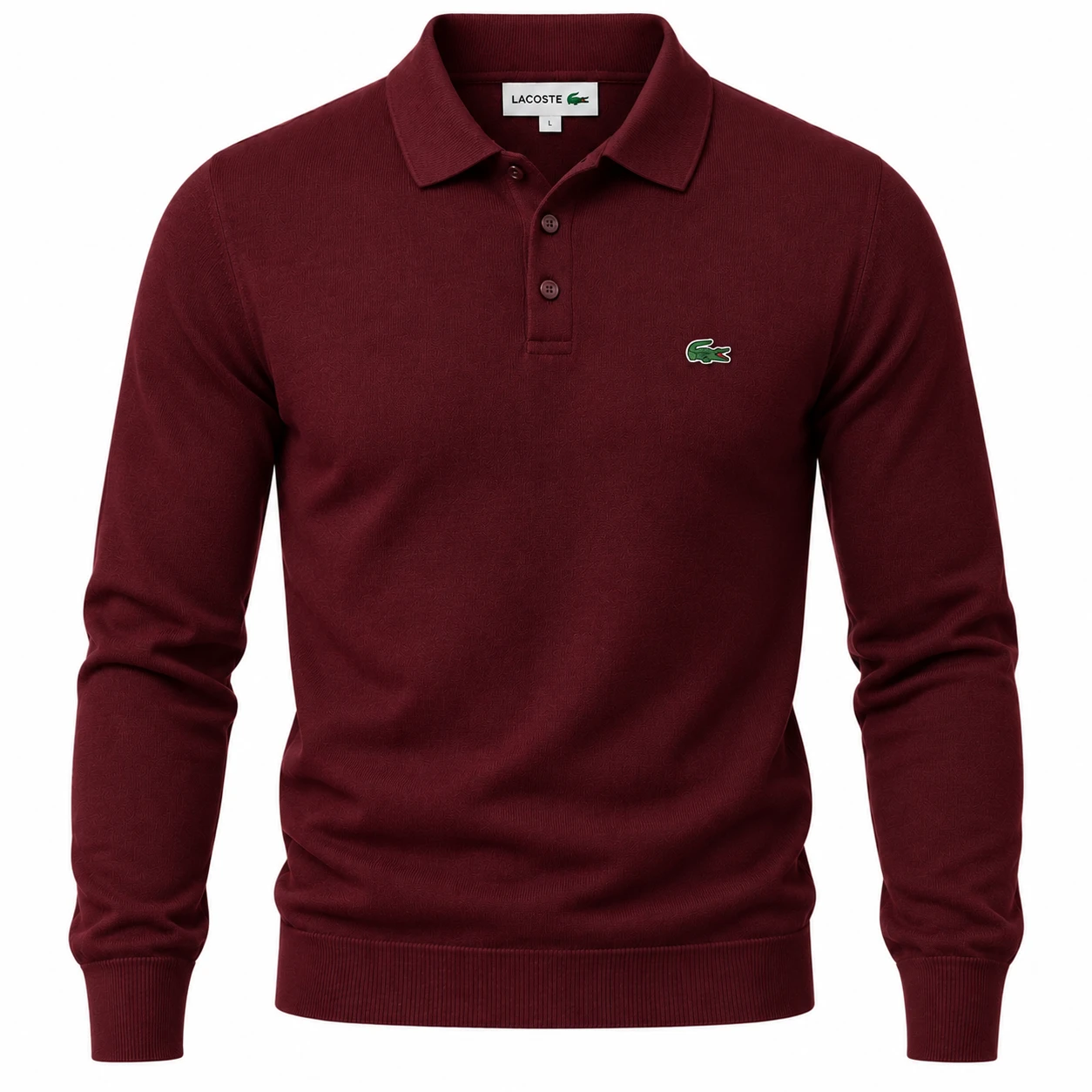 Men's Premium Fine-Knit 3-Button Polo Sweater – Burgundy