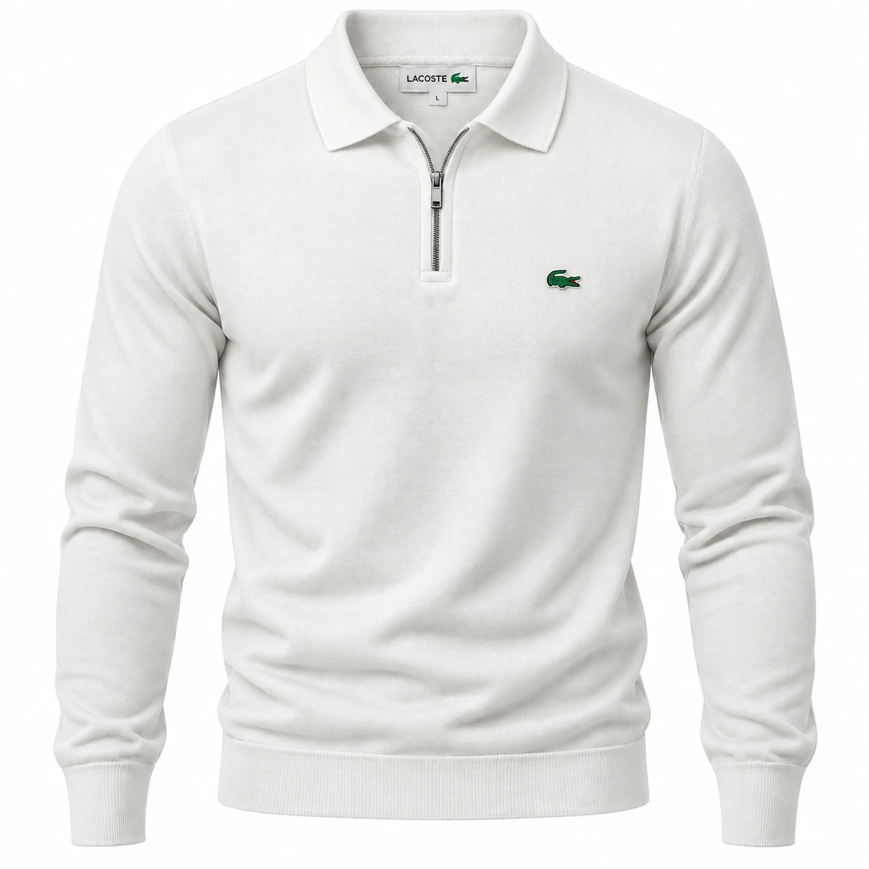 Men's Premium Fine-Knit Quarter-Zip Polo Sweater – White
