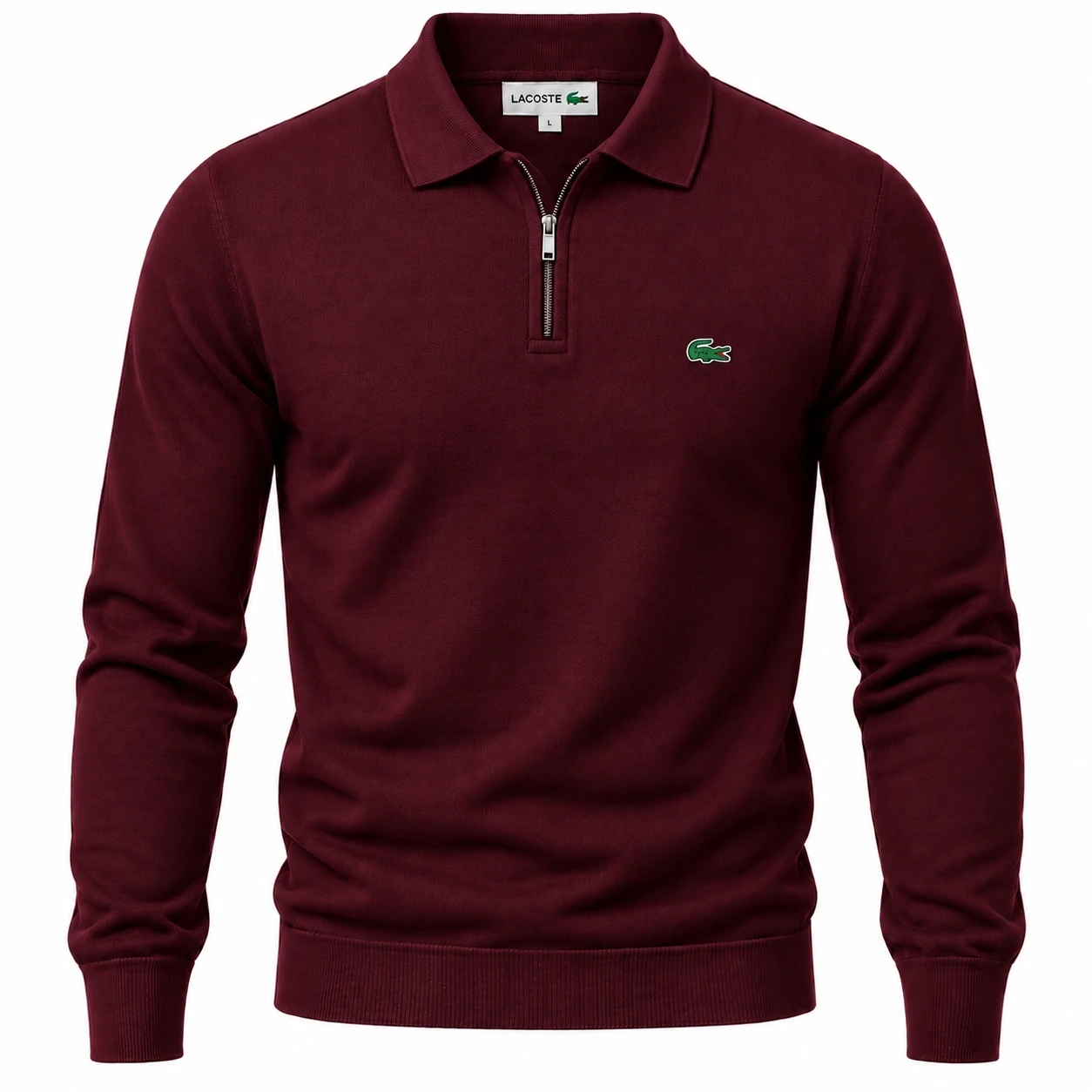 Men's Premium Fine-Knit Quarter-Zip Polo Sweater – Burgundy