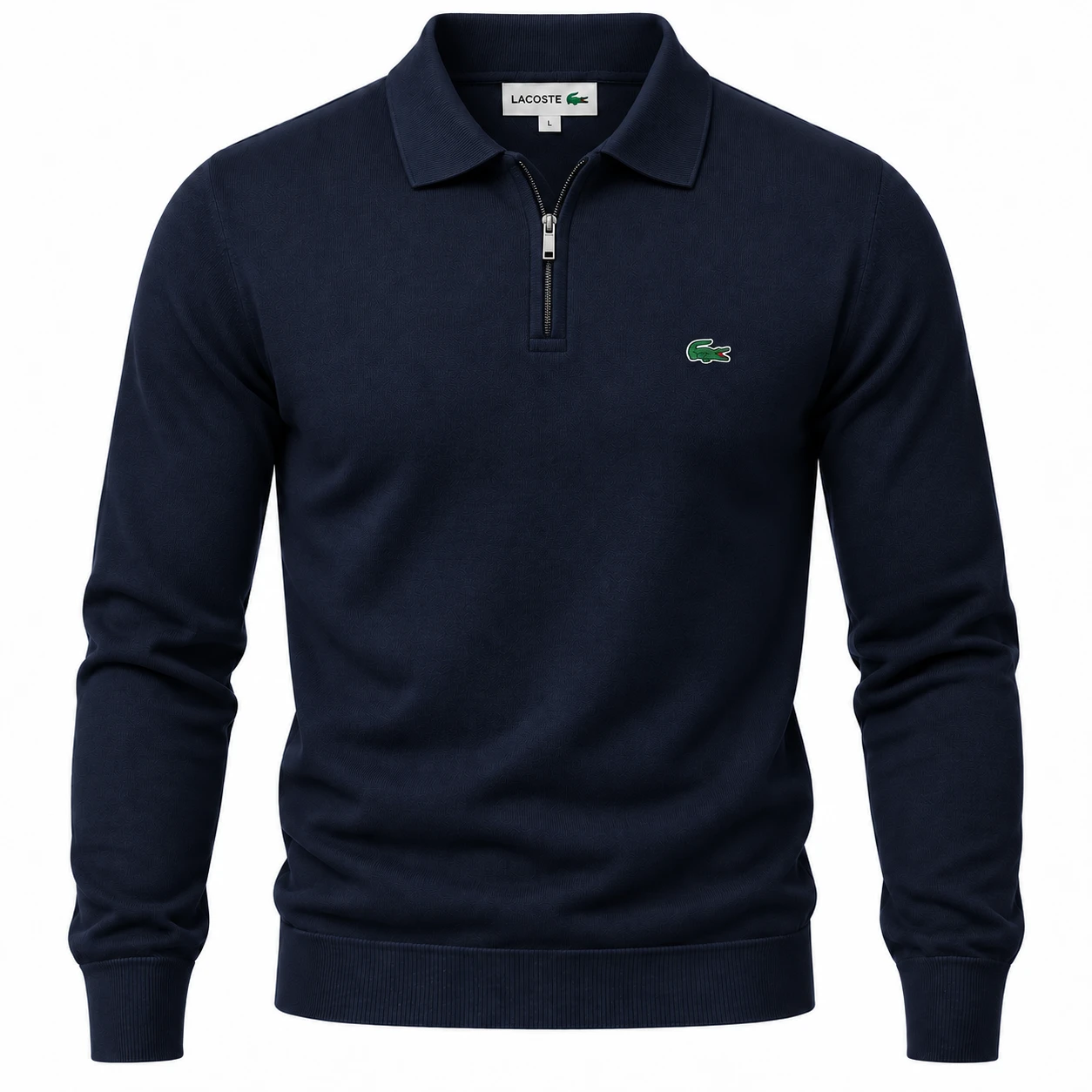 Men's Premium Fine-Knit Quarter-Zip Polo Sweater – Navy