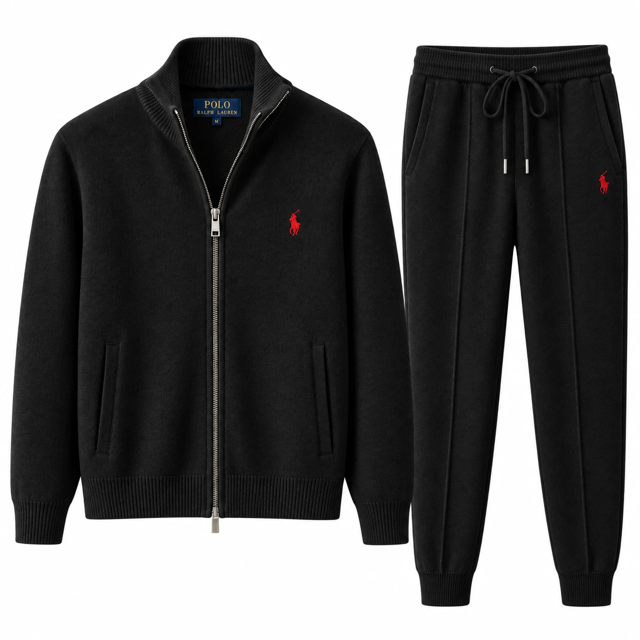 Men's Premium Full-Zip Tracksuit Set – 2 Pieces – Black