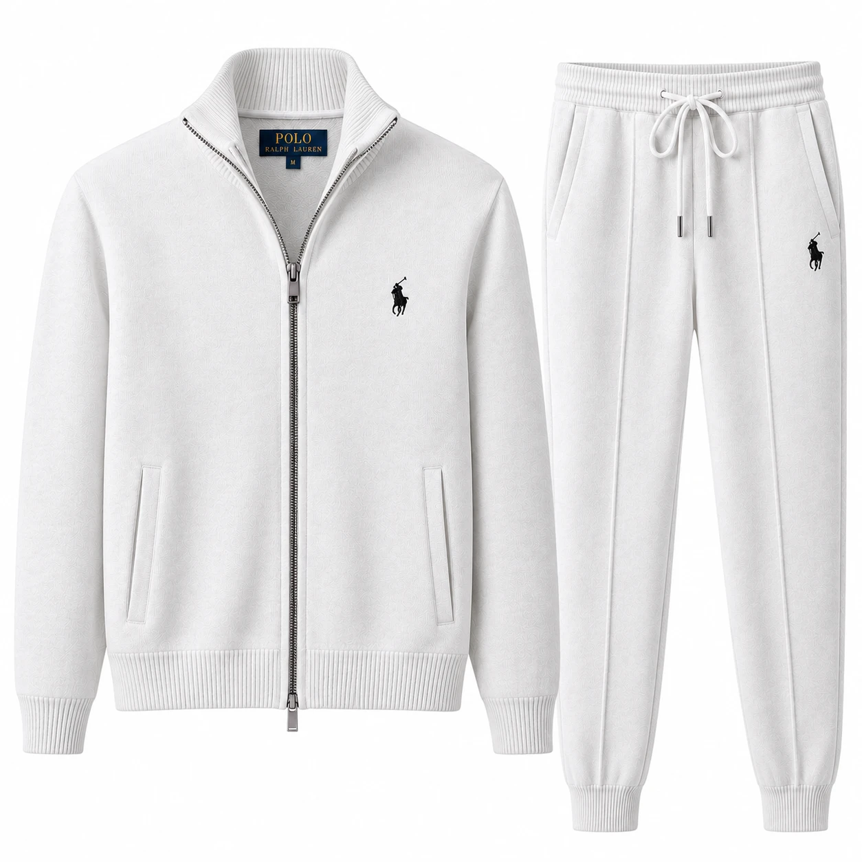 Men's Premium Full-Zip Tracksuit Set – 2 Pieces – White