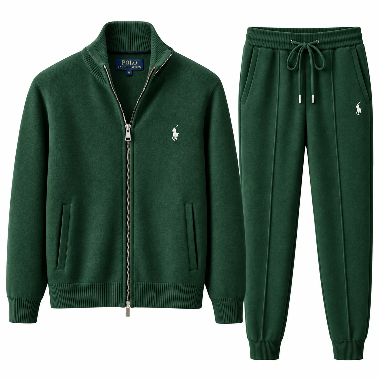 Men's Premium Full-Zip Tracksuit Set – 2 Pieces – Forest Green